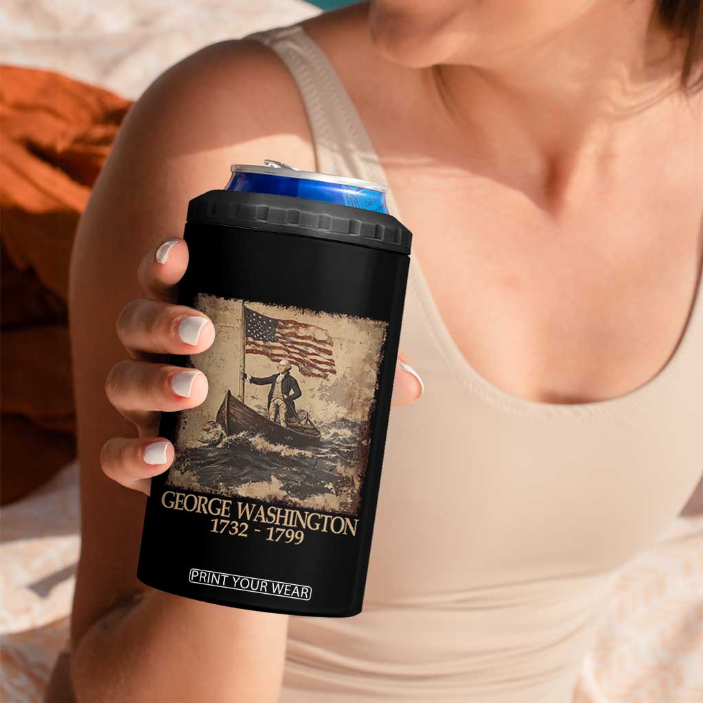 Vintage George Washington 4 in 1 Can Cooler Tumbler 4th Of July Patriotic Gift TS10 Print Your Wear