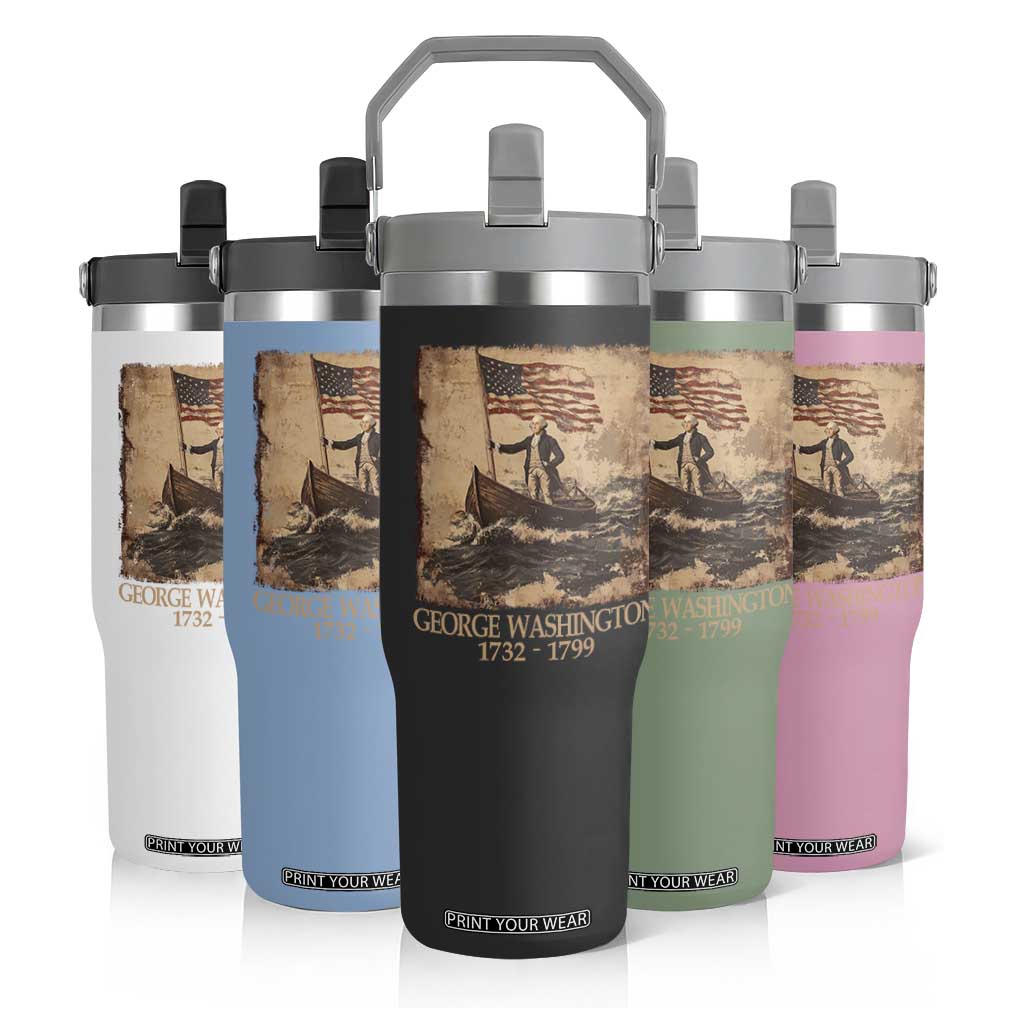 Vintage George Washington Flip Straw Tumbler 4th Of July Patriotic Gift TS10 Print Your Wear