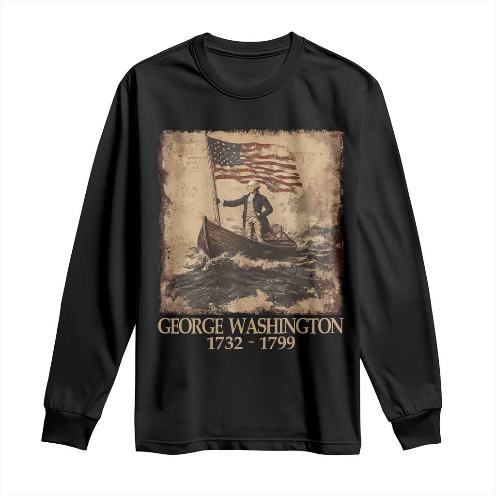 Vintage George Washington Long Sleeve Shirt 4th Of July Patriotic Gift TS10 Black Print Your Wear