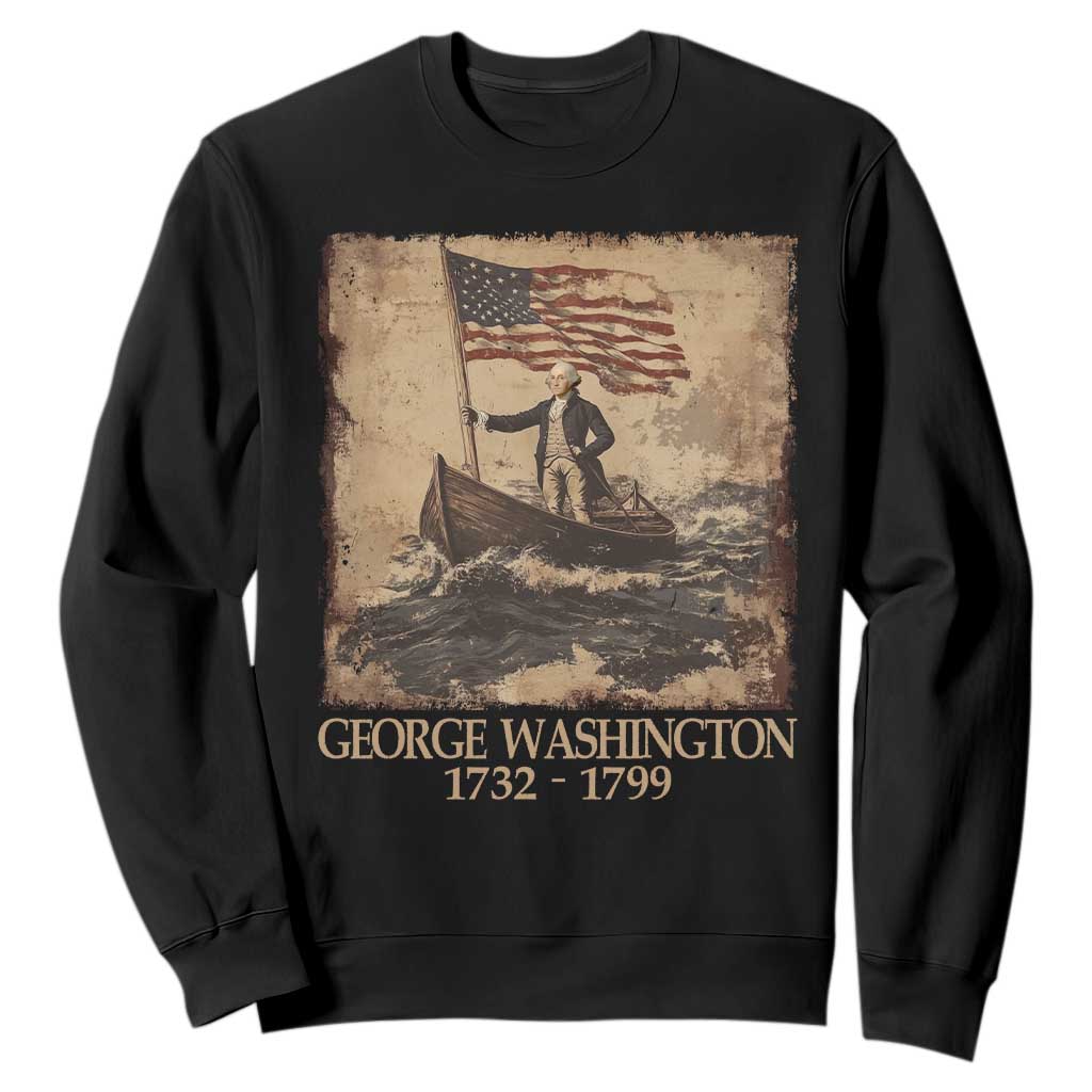 Vintage George Washington Sweatshirt 4th Of July Patriotic Gift TS10 Black Print Your Wear