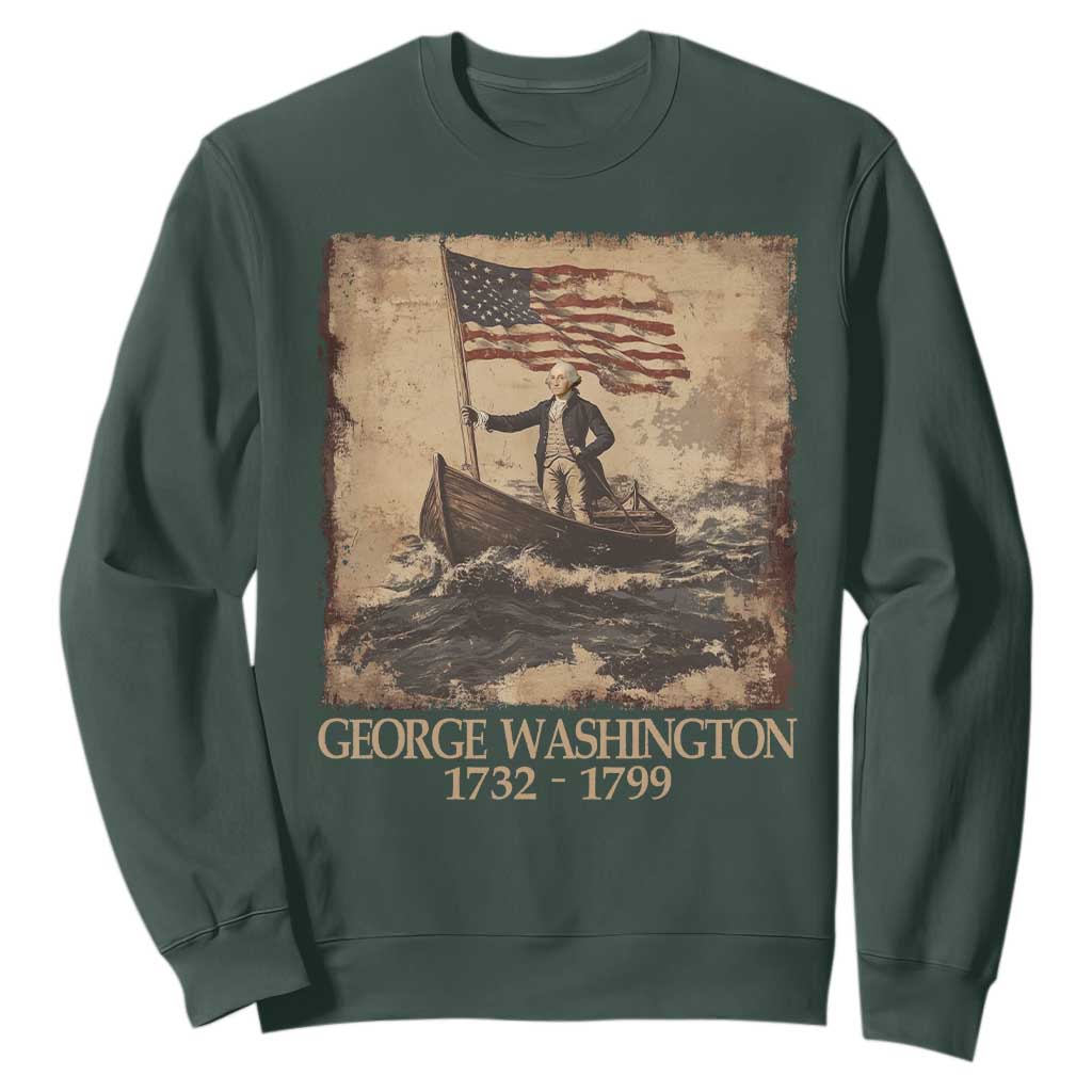 Vintage George Washington Sweatshirt 4th Of July Patriotic Gift TS10 Dark Forest Green Print Your Wear