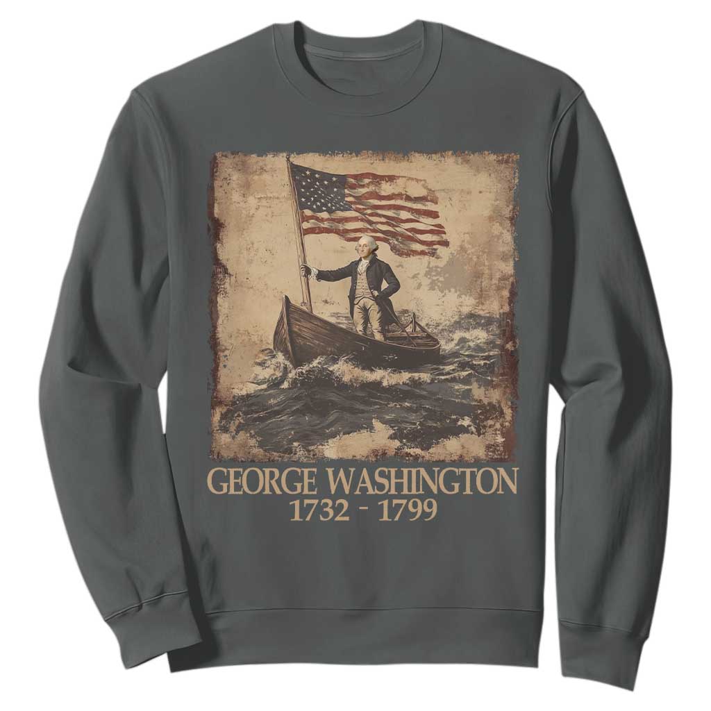 Vintage George Washington Sweatshirt 4th Of July Patriotic Gift TS10 Dark Heather Print Your Wear