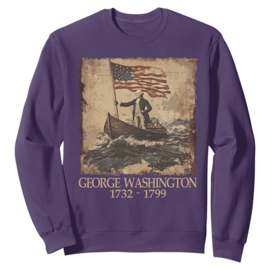 Vintage George Washington Sweatshirt 4th Of July Patriotic Gift TS10 Purple Print Your Wear