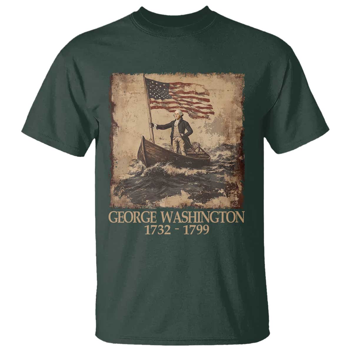 Vintage George Washington T Shirt 4th Of July Patriotic Gift TS10 Dark Forest Green Print Your Wear