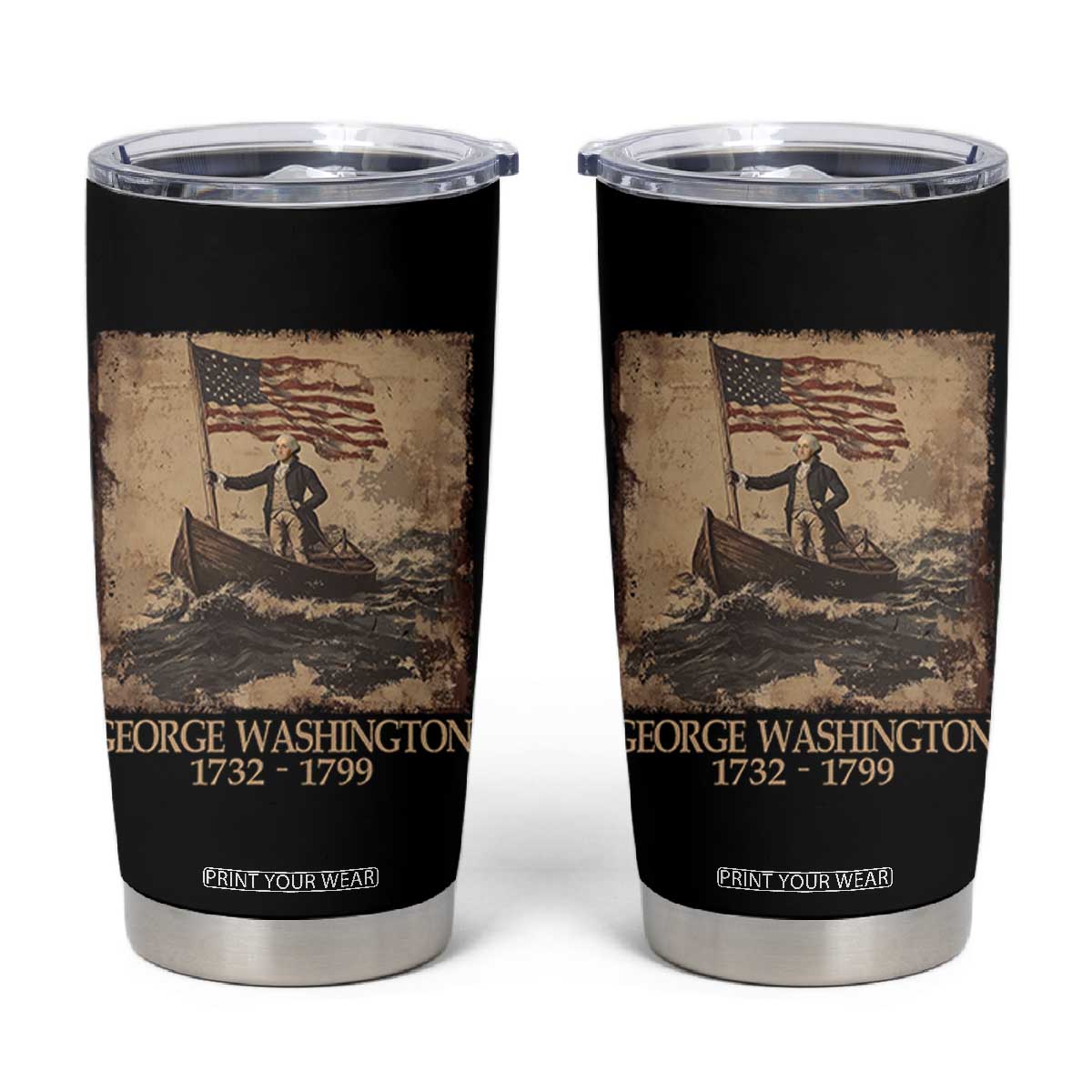 Vintage George Washington Tumbler Cup 4th Of July Patriotic Gift TS10 Black Print Your Wear