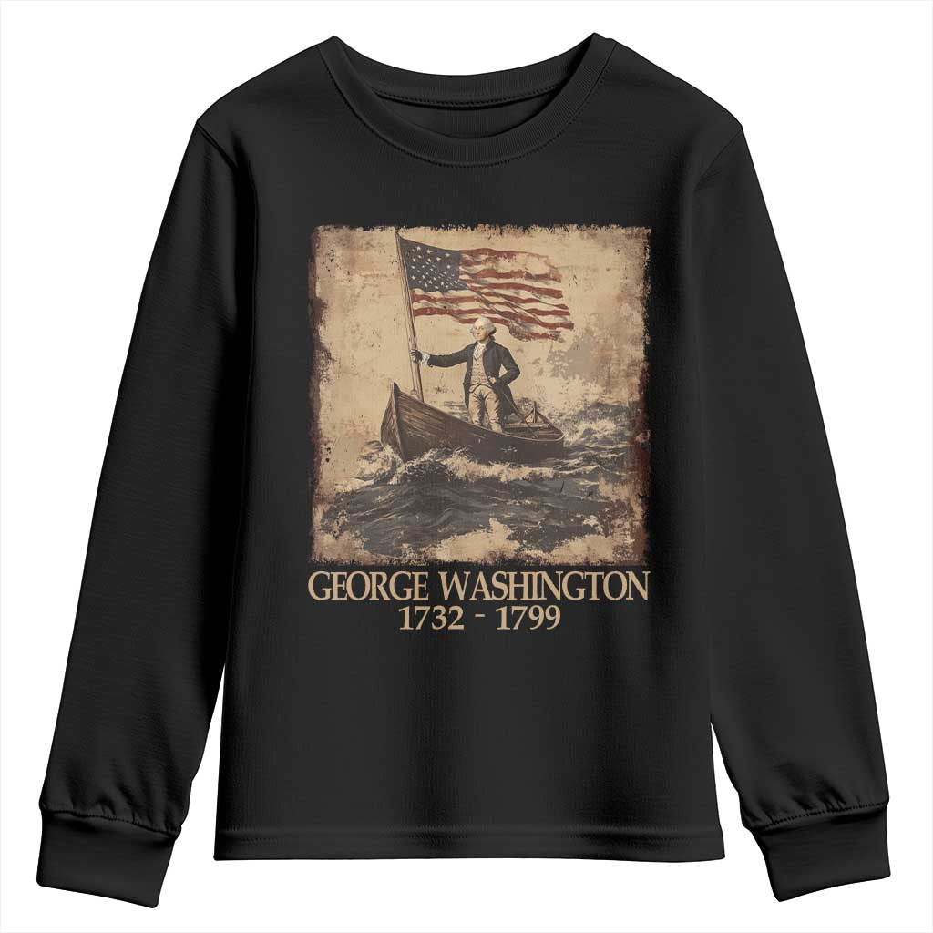 Vintage George Washington Youth Sweatshirt 4th Of July Patriotic Gift TS10 Black Print Your Wear
