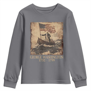 Vintage George Washington Youth Sweatshirt 4th Of July Patriotic Gift TS10 Charcoal Print Your Wear