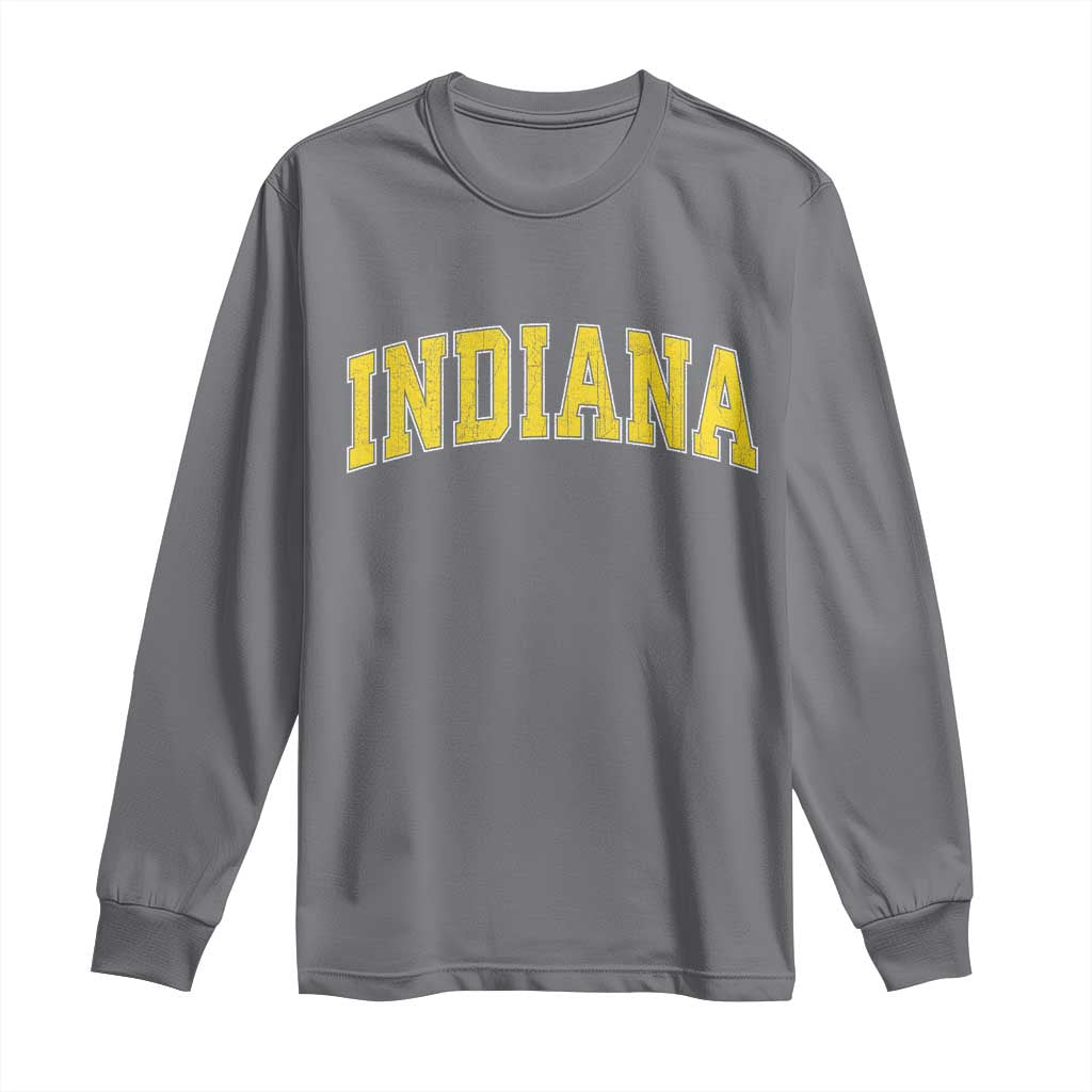 Vintage Indiana IN Long Sleeve Shirt Retro Throwback Design Classic Yellow Athletic Sports TS02 Charcoal Print Your Wear