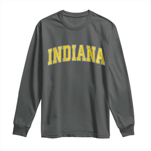 Vintage Indiana IN Long Sleeve Shirt Retro Throwback Design Classic Yellow Athletic Sports TS02 Dark Heather Print Your Wear