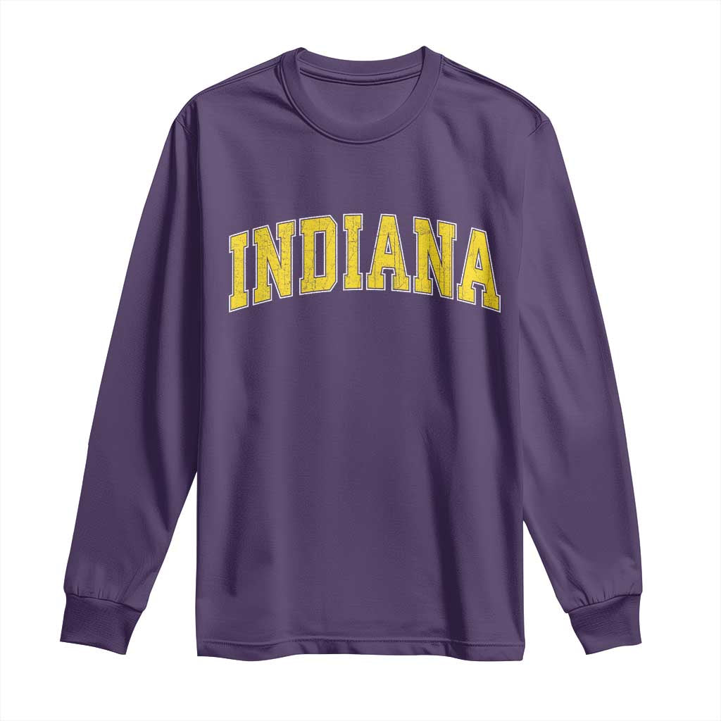 Vintage Indiana IN Long Sleeve Shirt Retro Throwback Design Classic Yellow Athletic Sports TS02 Purple Print Your Wear