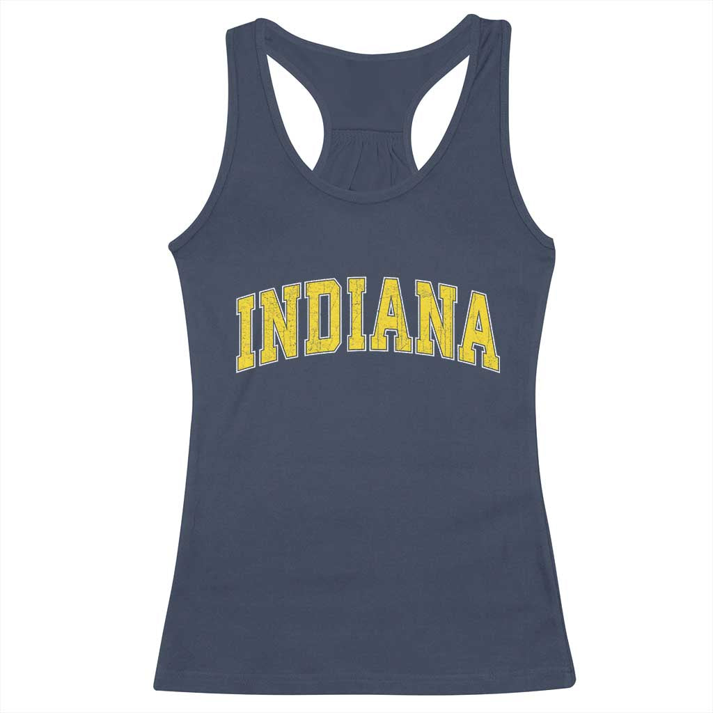 Vintage Indiana IN Racerback Tank Top Retro Throwback Design Classic Yellow Athletic Sports TS02 Navy Print Your Wear