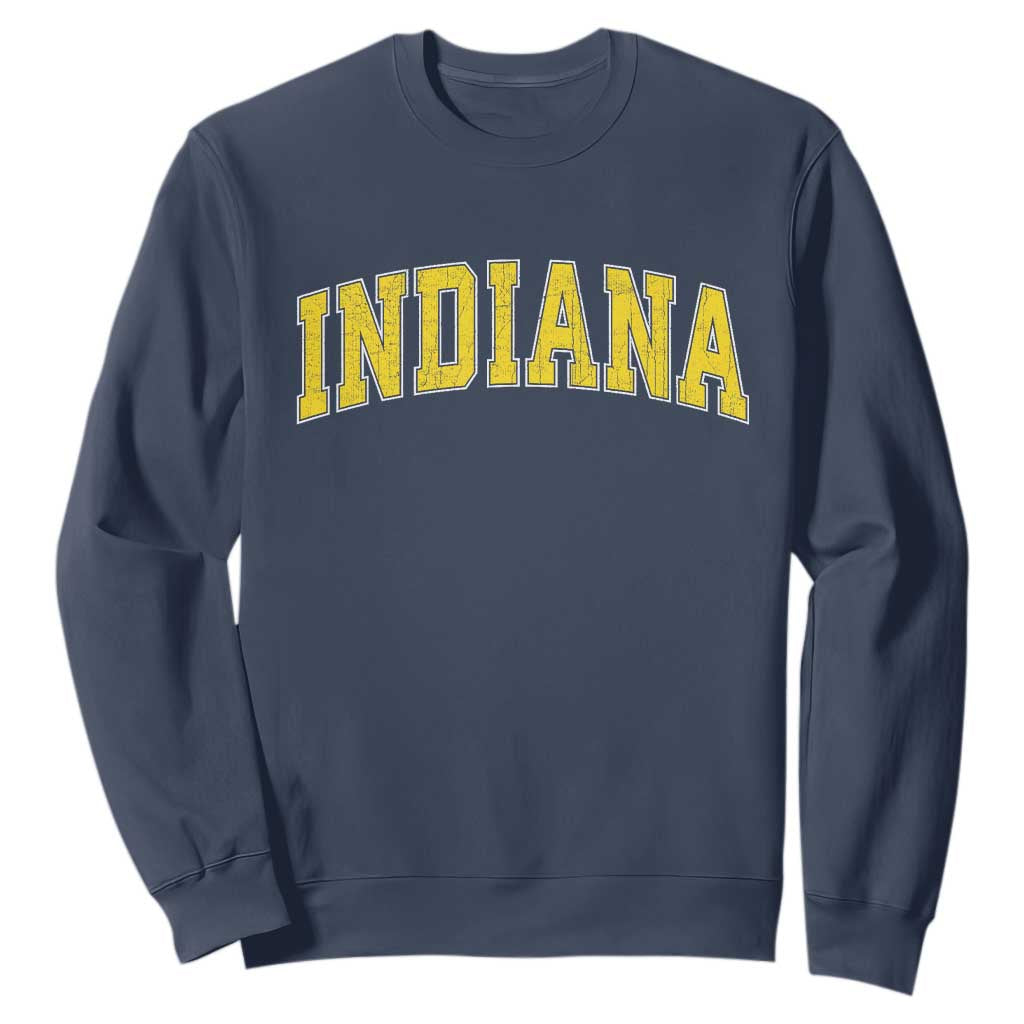 Vintage Indiana IN Sweatshirt Retro Throwback Design Classic Yellow Athletic Sports TS02 Navy Print Your Wear