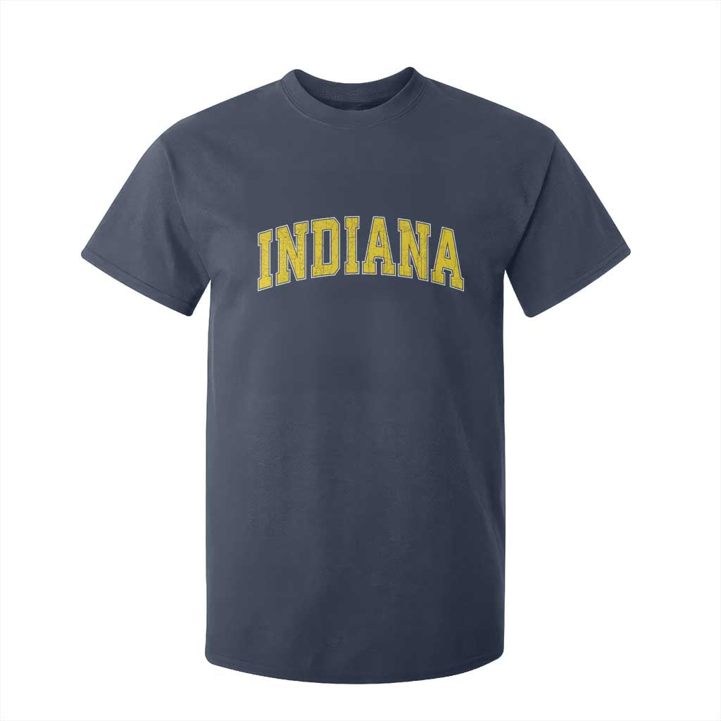 Vintage Indiana IN T Shirt For Kid Retro Throwback Design Classic Yellow Athletic Sports TS02 Navy Print Your Wear