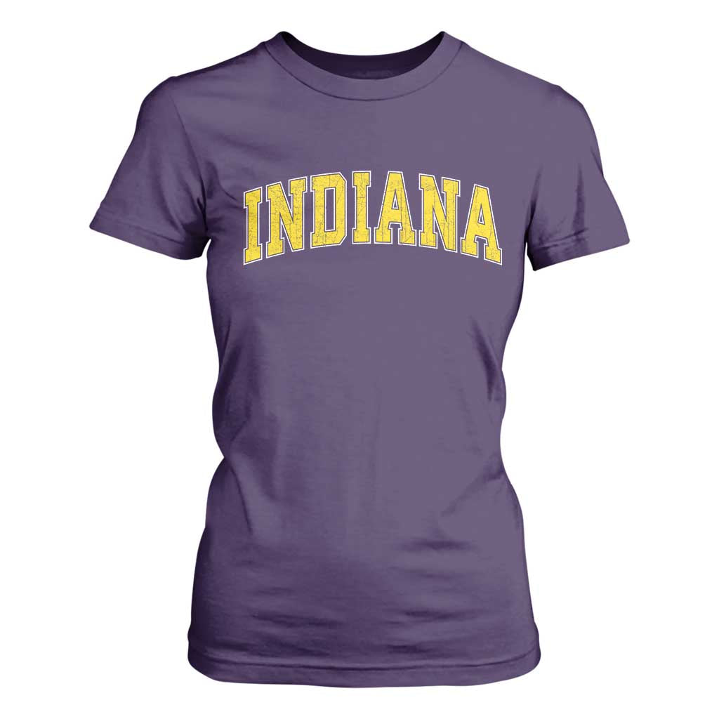 Vintage Indiana IN T Shirt For Women Retro Throwback Design Classic Yellow Athletic Sports TS02 Purple Print Your Wear