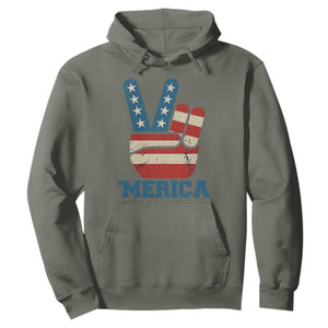 Vintage Merica Peace Sign Hoodie Retro Patriotic 4th of July USA Flag TS02 Military Green Print Your Wear