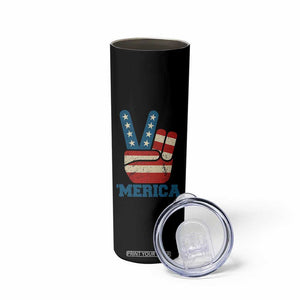 Vintage Merica Peace Sign Skinny Tumbler Retro Patriotic 4th of July USA Flag TS02 Print Your Wear