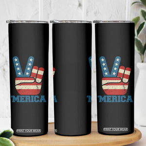 Vintage Merica Peace Sign Skinny Tumbler Retro Patriotic 4th of July USA Flag TS02 Print Your Wear