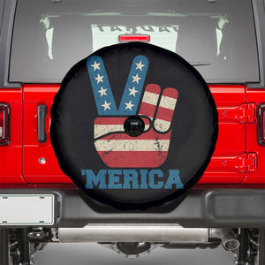 Vintage Merica Peace Sign Spare Tire Cover Retro Patriotic 4th of July USA Flag TS02 Black Print Your Wear
