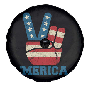Vintage Merica Peace Sign Spare Tire Cover Retro Patriotic 4th of July USA Flag TS02 Print Your Wear