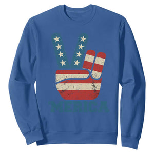 Vintage Merica Peace Sign Sweatshirt Retro Patriotic 4th of July USA Flag TS02 Royal Blue Print Your Wear
