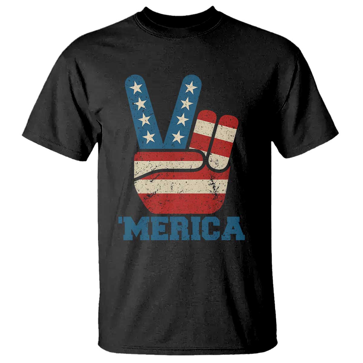 Vintage Merica Peace Sign T Shirt Retro Patriotic 4th of July USA Flag TS02 Black Print Your Wear