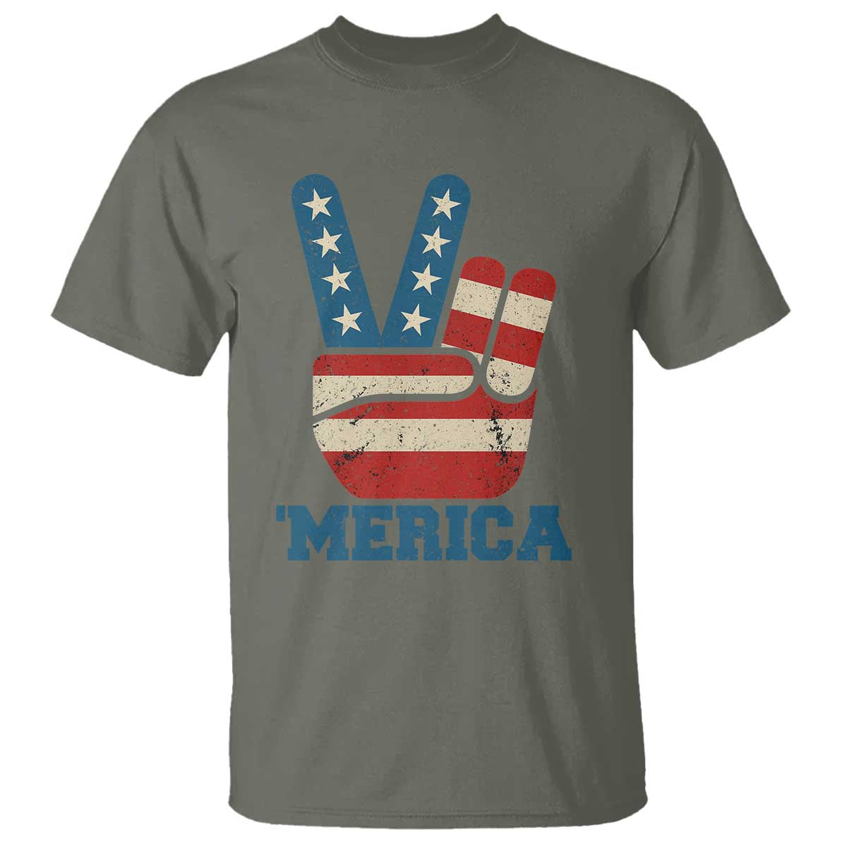 Vintage Merica Peace Sign T Shirt Retro Patriotic 4th of July USA Flag TS02 Military Green Print Your Wear