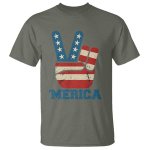 Vintage Merica Peace Sign T Shirt Retro Patriotic 4th of July USA Flag TS02 Military Green Print Your Wear