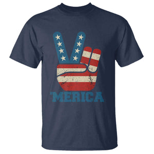 Vintage Merica Peace Sign T Shirt Retro Patriotic 4th of July USA Flag TS02 Navy Print Your Wear