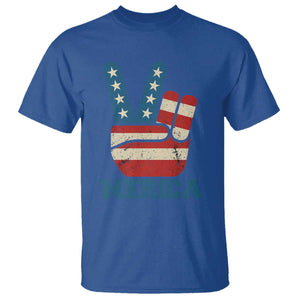 Vintage Merica Peace Sign T Shirt Retro Patriotic 4th of July USA Flag TS02 Royal Blue Print Your Wear