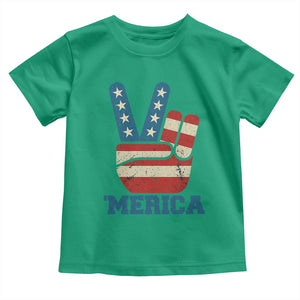 Vintage Merica Peace Sign Toddler T Shirt Retro Patriotic 4th of July USA Flag TS02 Irish Green Print Your Wear