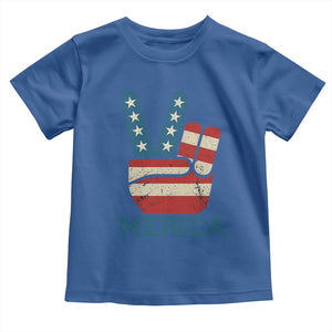 Vintage Merica Peace Sign Toddler T Shirt Retro Patriotic 4th of July USA Flag TS02 Royal Blue Print Your Wear