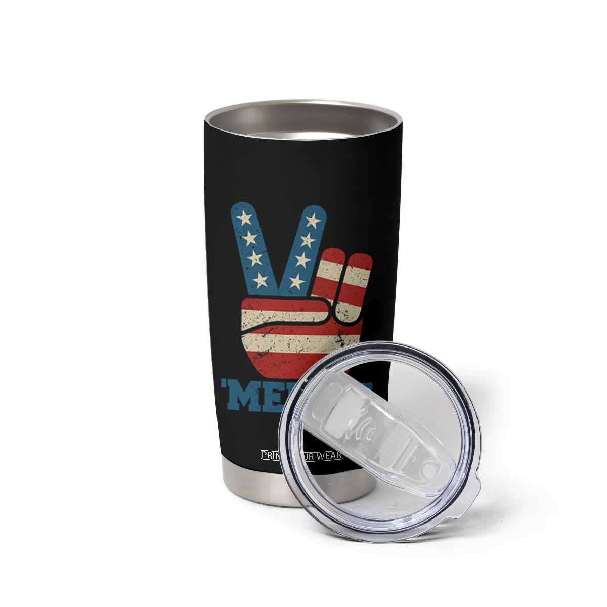 Vintage Merica Peace Sign Tumbler Cup Retro Patriotic 4th of July USA Flag TS02 Print Your Wear