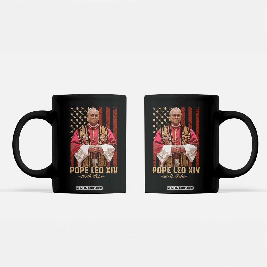 Vintage Pope Leo XIV Coffee Mug 267th Pope American Flag TS02 Black Print Your Wear