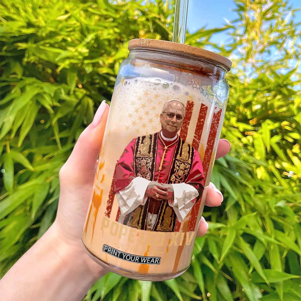 Vintage Pope Leo XIV Glass Can 267th Pope American Flag TS02 Print Your Wear