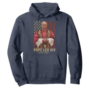 Vintage Pope Leo XIV Hoodie 267th Pope American Flag TS02 Navy Print Your Wear