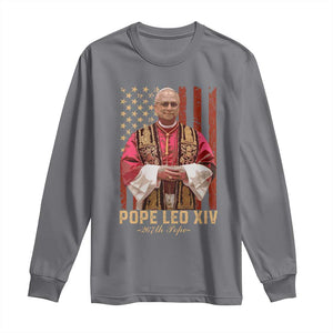 Vintage Pope Leo XIV Long Sleeve Shirt 267th Pope American Flag TS02 Charcoal Print Your Wear