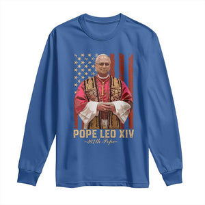 Vintage Pope Leo XIV Long Sleeve Shirt 267th Pope American Flag TS02 Royal Blue Print Your Wear