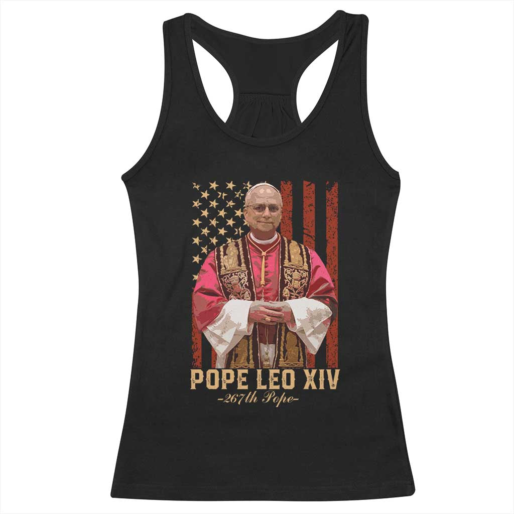 Vintage Pope Leo XIV Racerback Tank Top 267th Pope American Flag TS02 Black Print Your Wear