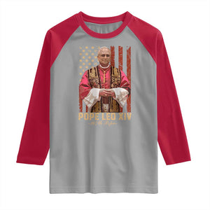 Vintage Pope Leo XIV Raglan Shirt 267th Pope American Flag TS02 Sport Gray Red Print Your Wear