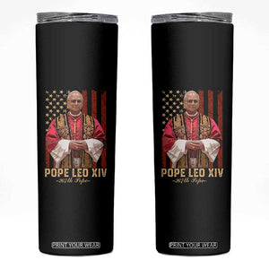 Vintage Pope Leo XIV Skinny Tumbler 267th Pope American Flag TS02 Black Print Your Wear