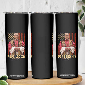 Vintage Pope Leo XIV Skinny Tumbler 267th Pope American Flag TS02 Print Your Wear