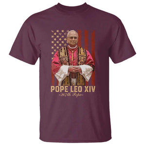 Vintage Pope Leo XIV T Shirt 267th Pope American Flag TS02 Maroon Print Your Wear