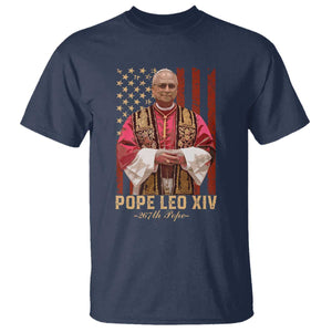 Vintage Pope Leo XIV T Shirt 267th Pope American Flag TS02 Navy Print Your Wear