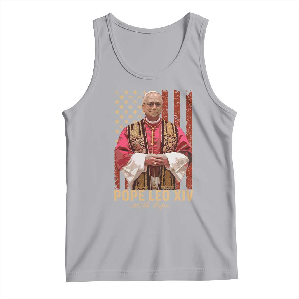 Vintage Pope Leo XIV Tank Top 267th Pope American Flag TS02 Athletic Heather Print Your Wear