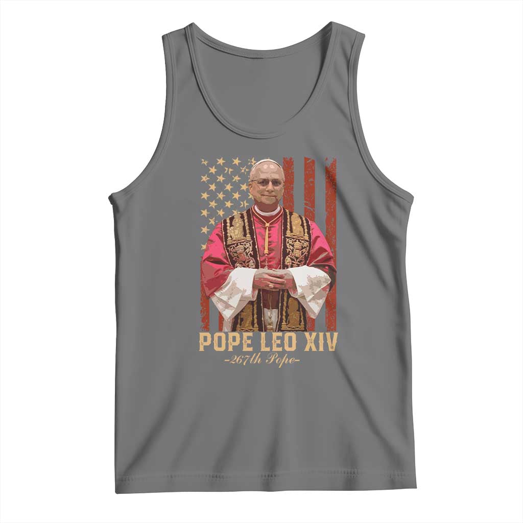 Vintage Pope Leo XIV Tank Top 267th Pope American Flag TS02 Black Heather Print Your Wear