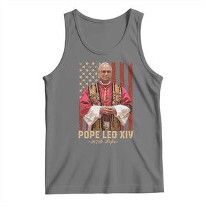 Vintage Pope Leo XIV Tank Top 267th Pope American Flag TS02 Black Heather Print Your Wear