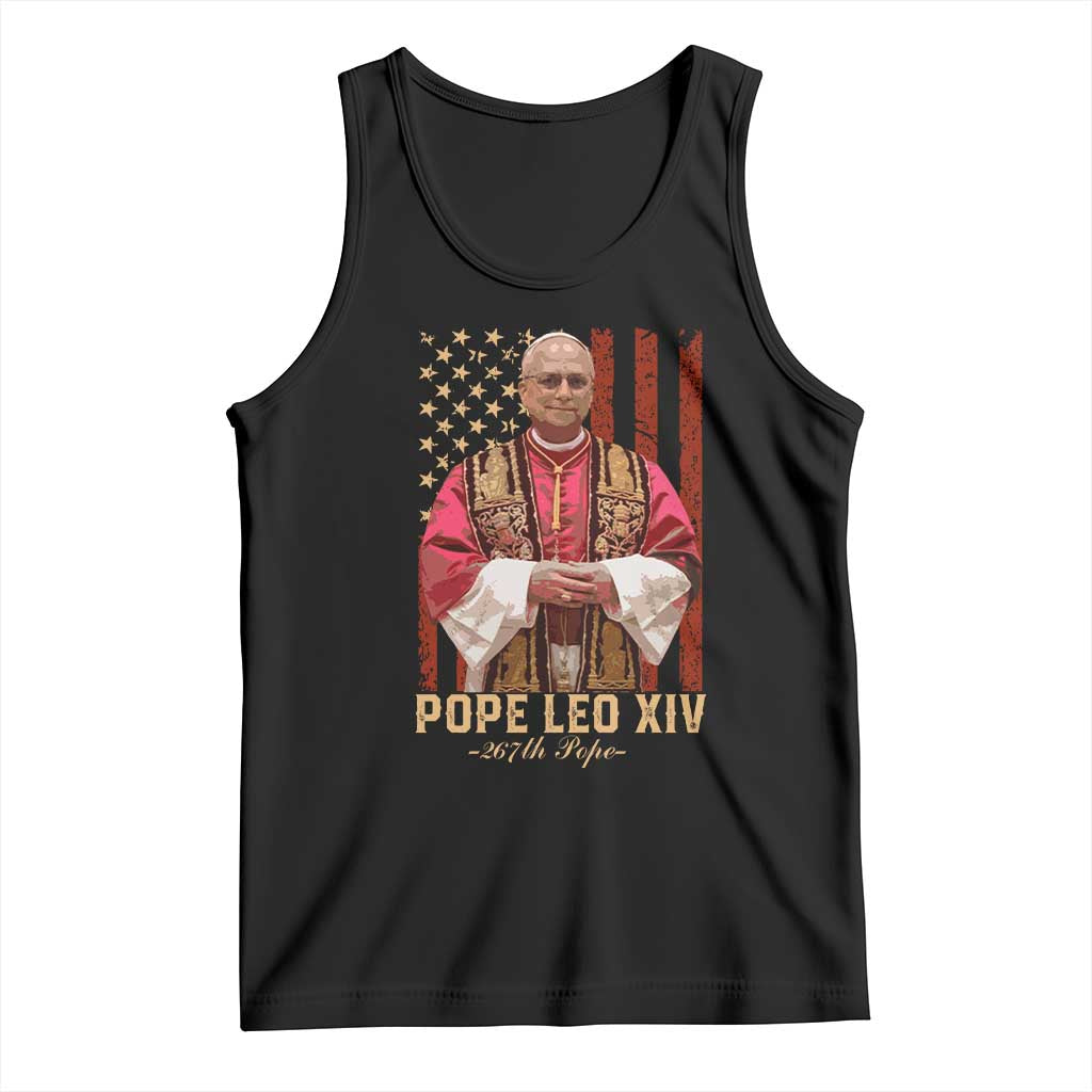 Vintage Pope Leo XIV Tank Top 267th Pope American Flag TS02 Black Print Your Wear