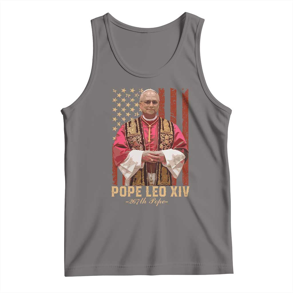 Vintage Pope Leo XIV Tank Top 267th Pope American Flag TS02 Deep Heather Print Your Wear