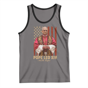 Vintage Pope Leo XIV Tank Top 267th Pope American Flag TS02 Deep Heather Black Print Your Wear