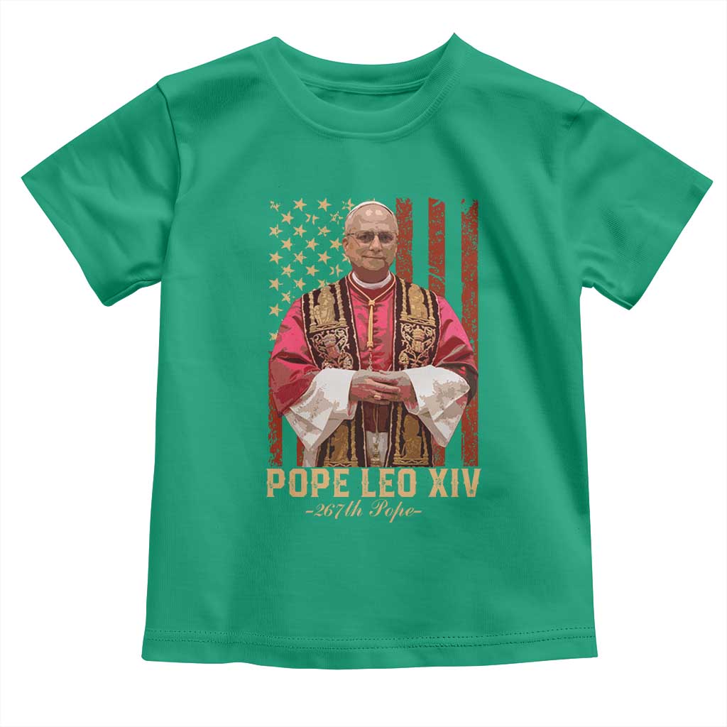 Vintage Pope Leo XIV Toddler T Shirt 267th Pope American Flag TS02 Irish Green Print Your Wear